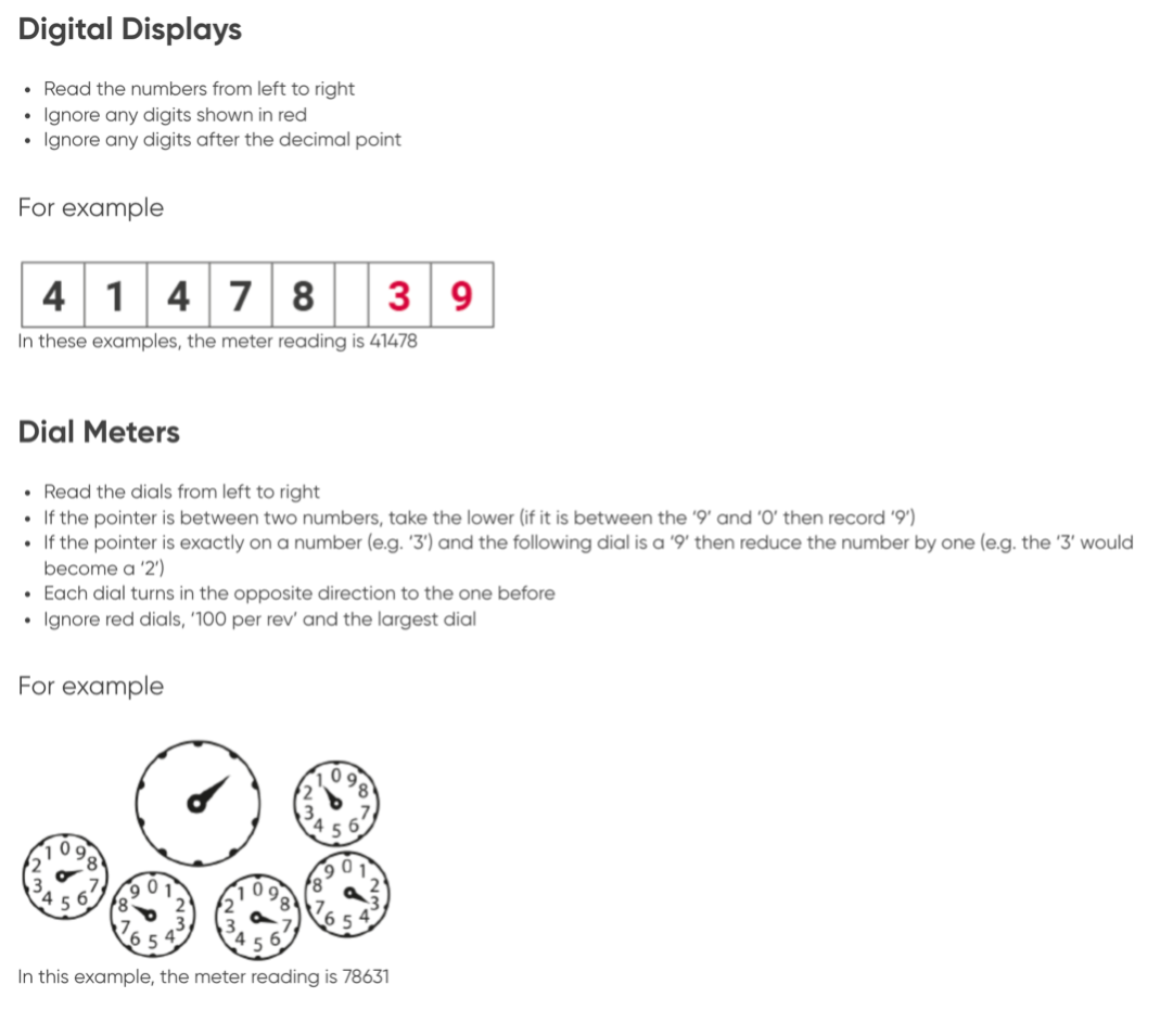 meter reading instructions