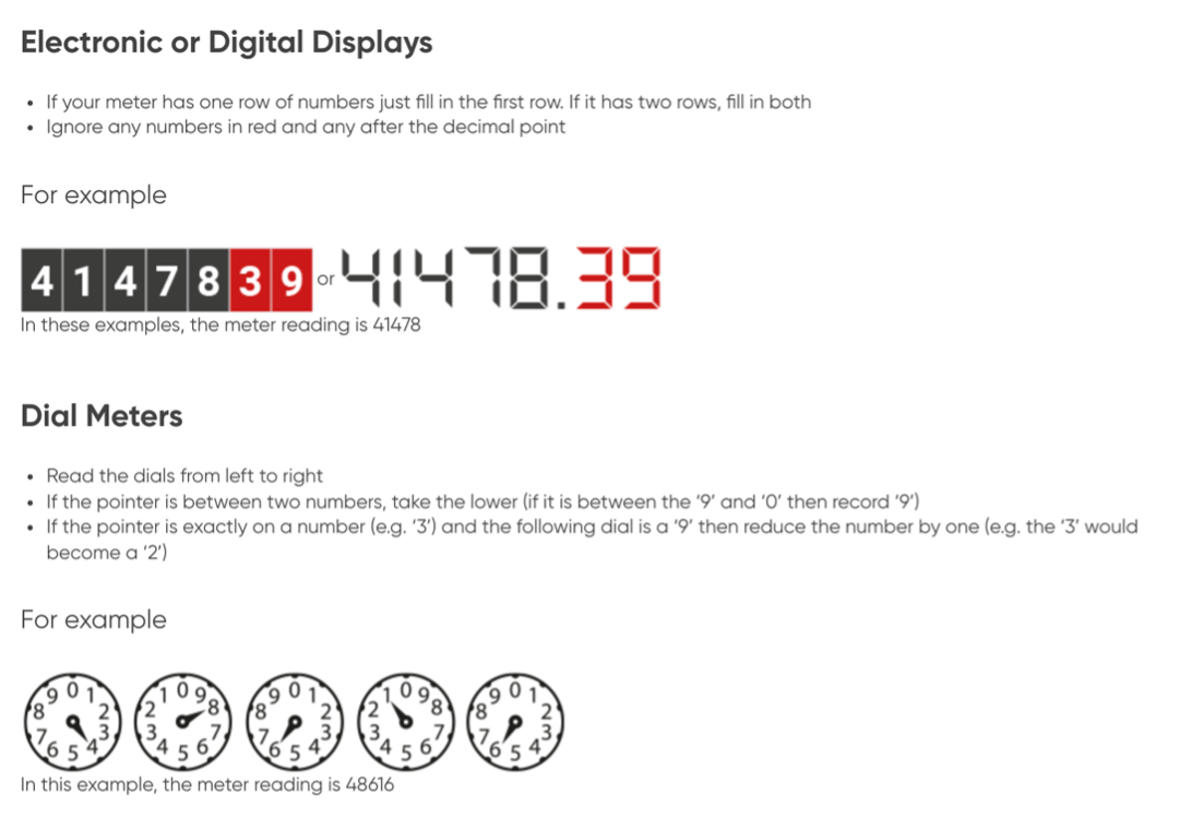 meter reading instructions